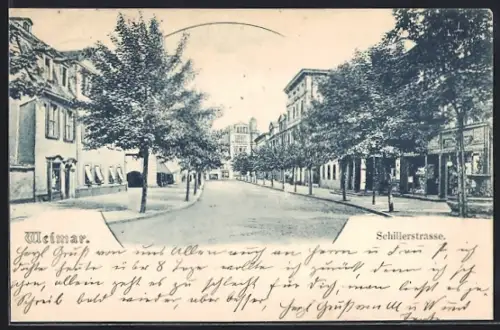 AK Weimar / Thüringen, Blick in die Schillerstrasse