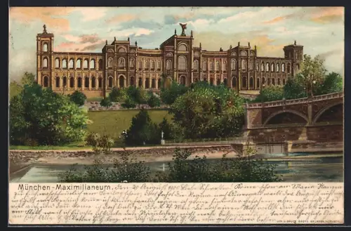 Lithographie München, Blick zum Maximilianeum