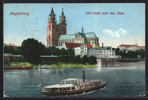 AK Magdeburg, Elbe-Blick nach dem Dom
