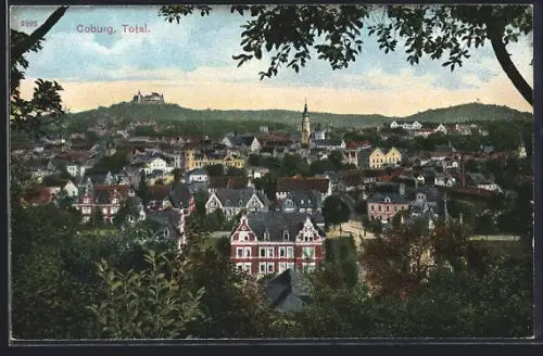 AK Coburg, Generalansicht mit Villenviertel und Veste