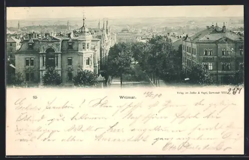 AK Weimar / Thüringen, Stadtansicht von einer Anhöhe aus