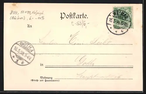 AK Weimar / Thüringen, Stadtansicht von einer Anhöhe aus