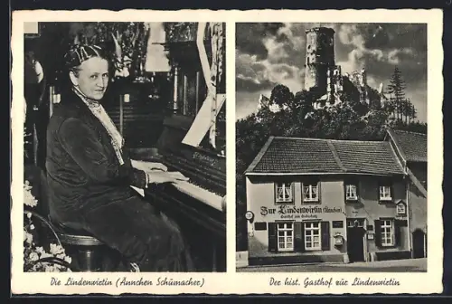 AK Bad Godesberg a. Rhein, Gasthof zur Lindenwirtin, Ännchen Schumacher