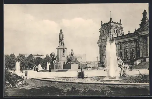 AK Berlin, Bismarck-Denkmal und Reichstagsgebäude