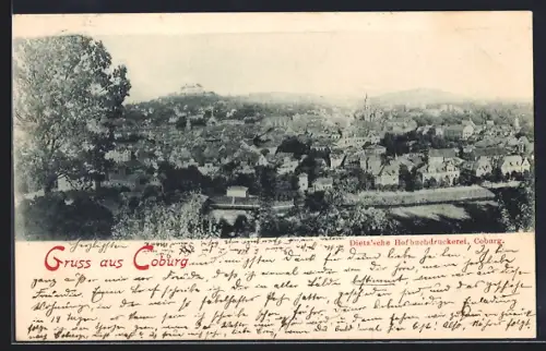 AK Coburg, Panoramablick auf die Stadt
