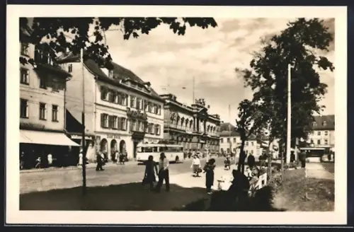AK Weimar / Thüringen, Strassenpartie am Goetheplatz