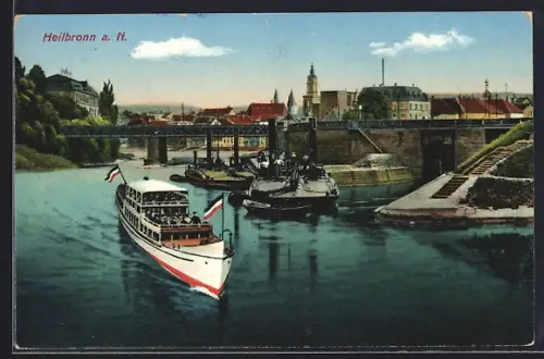 AK Heilbronn, Partie am Fluss mit Schiffen