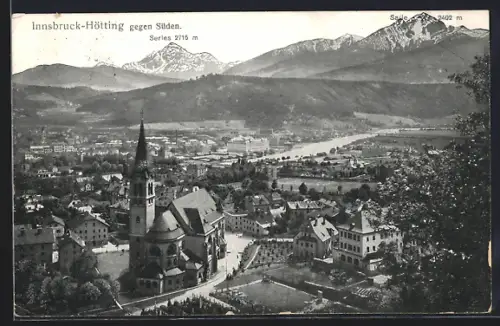AK Innsbruck-Hötting, Totalansicht gegen Süden