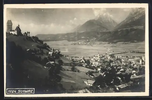 AK Schwaz, Teilansicht mit Bergen