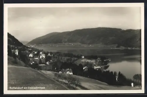 AK Sattendorf am Ossiachersee, Teilansicht mit Bergen