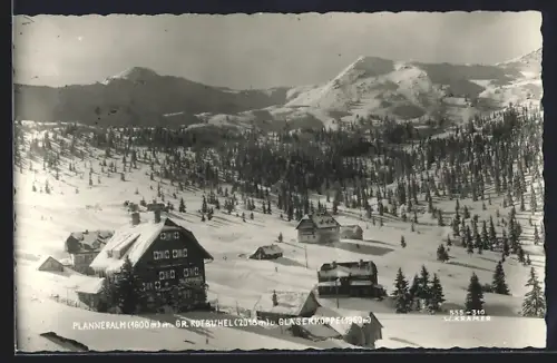 AK Donnersbach /Stmk., Planneralm mit Gr. Rotbühel und Gläserkuppe im Schnee