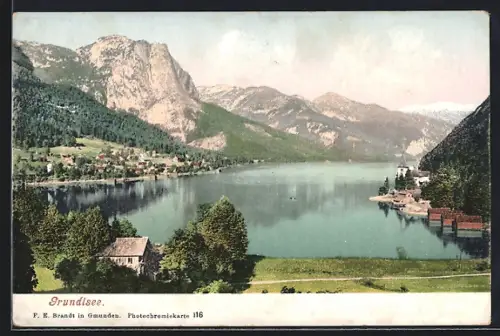 AK Grundlsee, Panorama mit Bergen