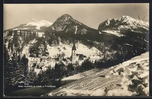 AK Bad-Aussee, Teilansicht mit Loser und Trisslwand im Schnee