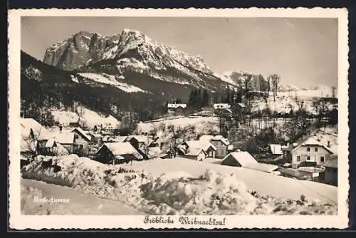 AK Bad-Aussee, Ortspartie im Winter, Weihnachtsgruss