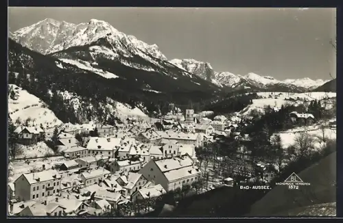 AK Bad-Aussee, Teilansicht mit Bergen im Schnee