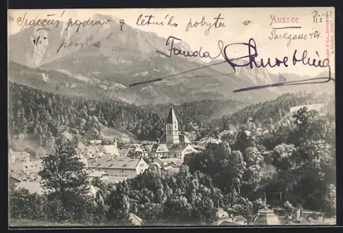 AK Aussee, Teilansicht mit Bergen