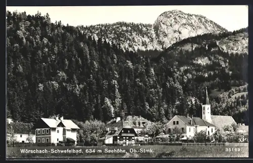 AK Wörschach /Ob.-Stmk., Ortspartie mit Kirche