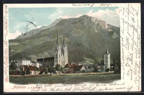AK Admont, Ortsansicht mit Kirche