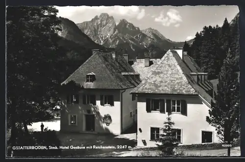 AK Gstatterboden, Hotel Gesäuse, Besitzer Anton Schaffer, mit Reichenstein