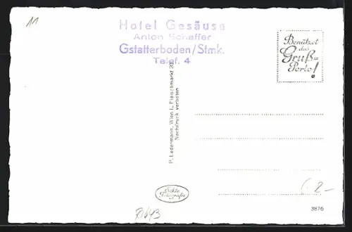 AK Gstatterboden, Hotel Gesäuse, Besitzer Anton Schaffer, mit Reichenstein