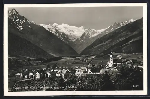 AK Fulpmes im Stubai, Teilansicht gegen Stubaier Gletscher