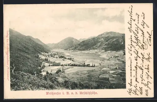 AK Weissensee, Blick von der Urschitzhöhe auf den Ort