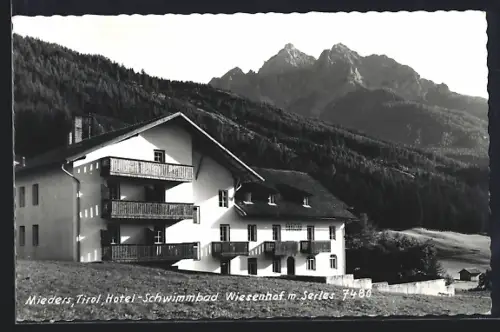 AK Mieders /Tirol, Hotel-Schwimmbad Wiesenhof mit Serles