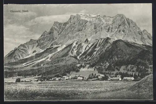 AK Ehrwald /Tirol, Ortspartie mit Bergen