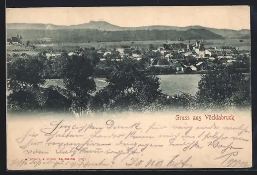 AK Vöcklabruck, Teilansicht mit Bäumen
