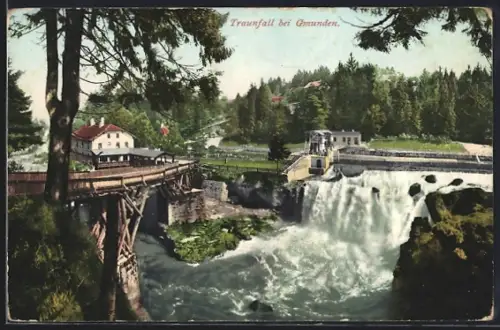 AK Traunfall bei Gmunden, Panorama