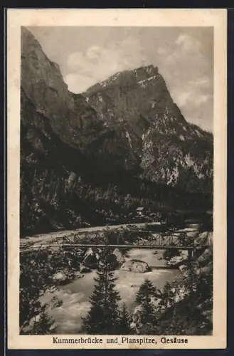 AK Gesäuse, Kummerbrücke und Planspitze aus der Vogelschau