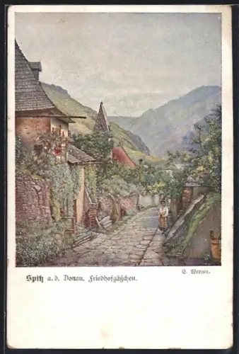 AK Spitz a. d. Donau, Friedhofgässchen