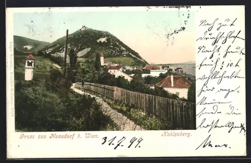 AK Nussdorf b. Wien, Ortsansicht mit Kahlenberg