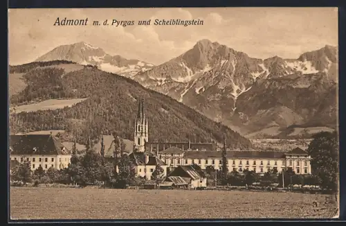 AK Admont, Stiftskirche mit Pyrgas und Scheiblingstein