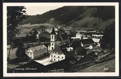 AK Gusswerk /Steiermark, Gasthaus F. Bogensberger und Kirche