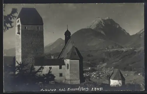 AK Schwaz, Ortsansicht mit Freundsberg