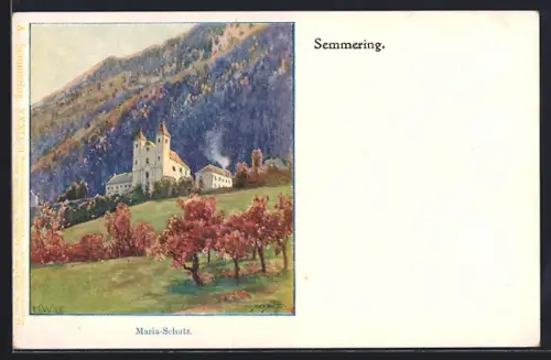 AK Semmering, Blick zur Kirche Maria-Schutz