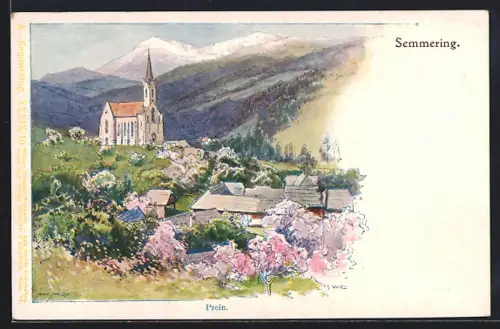 Künstler-AK Philipp + Kramer Nr. XXXIX /10: Semmering, Ortsansicht im Frühling