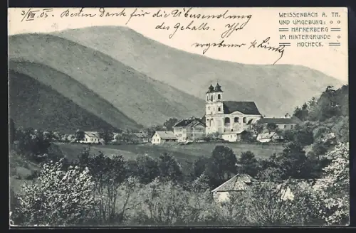 AK Weissenbach a. Tr., Blick auf Kirche, Hafnerberg und Hocheck