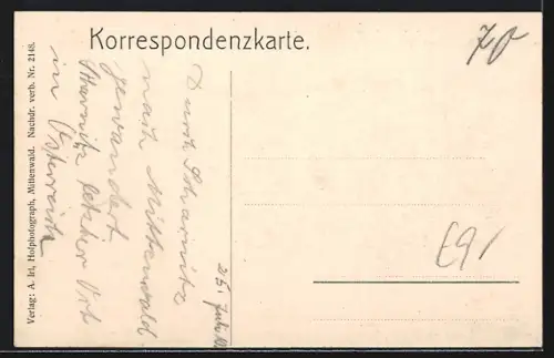 AK Scharnitz i. Tirol, Ortsansicht mit Gleirschspitze