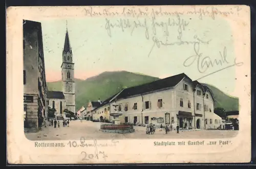 AK Rottenmann, Stadtplatz mit Gasthof zur Post