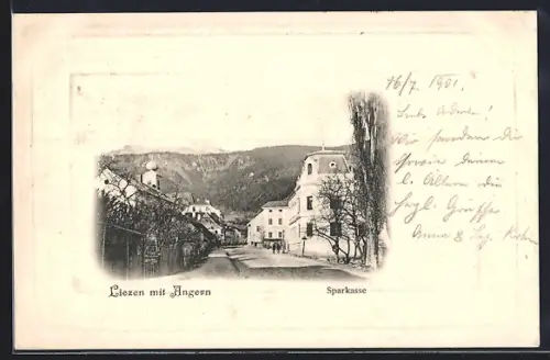 AK Liezen, Strassenpartie mit Sparkasse und Angern