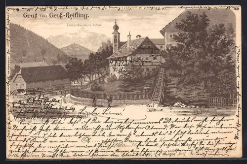 AK Gross-Reifling, Ortspartie mit Blick zum Tamischbachturm