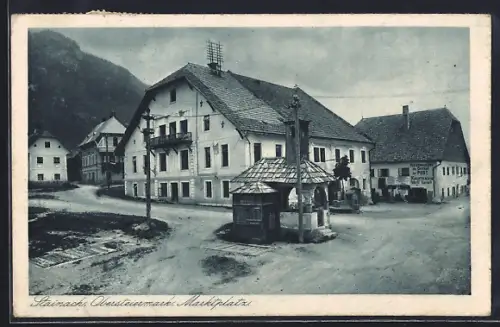AK Stainach, Marktplatz mit Gasthof zur Post