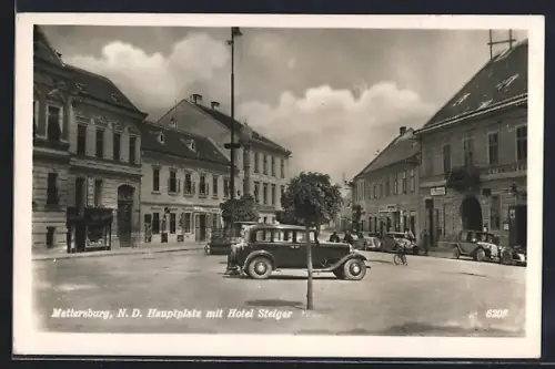 AK Mattersburg, Hauptplatz mit Hotel Steiger
