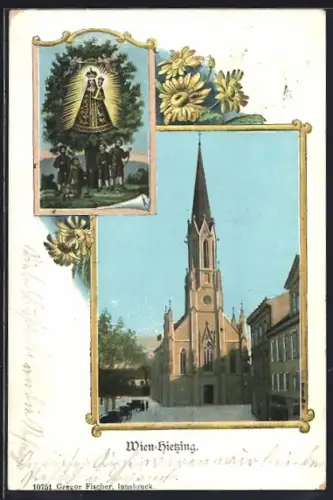 AK Wien, Hietzing, Blick zur Kirche