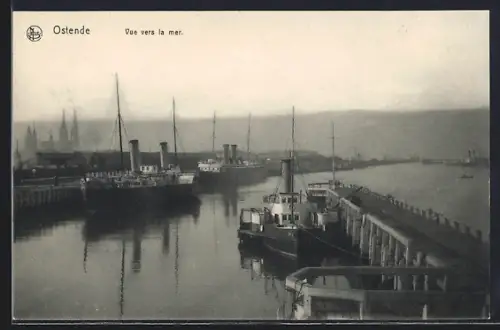 AK Ostende, Vue vers la mer