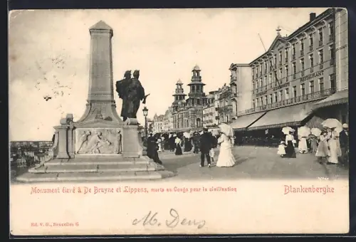 AK Blankenberghe, Monument élevé à De Bruyne et Lippens