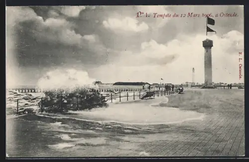AK Ostende, Tempète du 12 Mars 1906