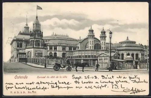 AK Ostende, Kursaal du côté de la ville